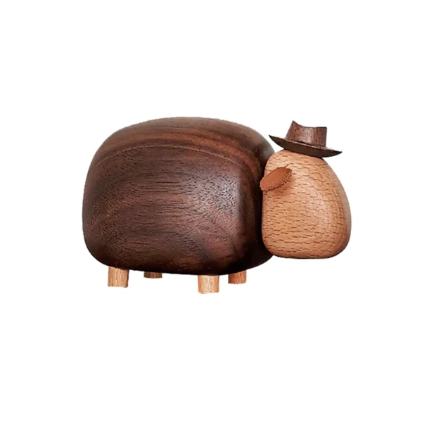 Cartoon Sheep Home Decor – Black Walnut Wood